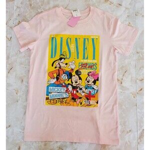 New Women's Mickey's Best Friends Magazine Cover Tee Soft Pink Size XS